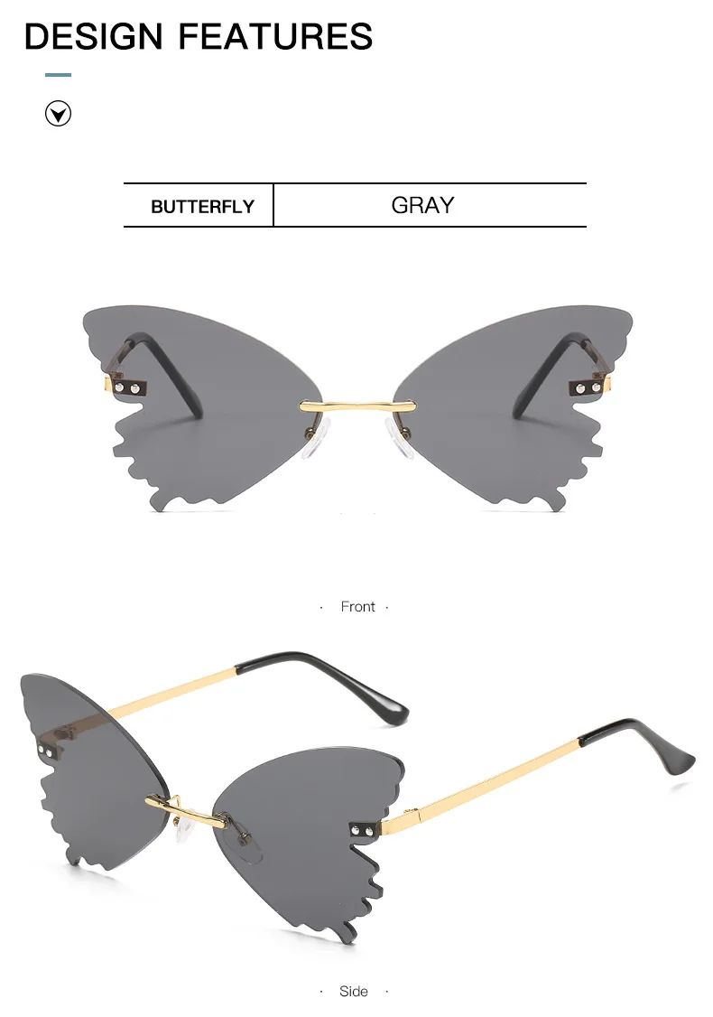 Женские солнцезащитные очки без оправы винтажные зеркальные кошачий глаз UV400 2020 |