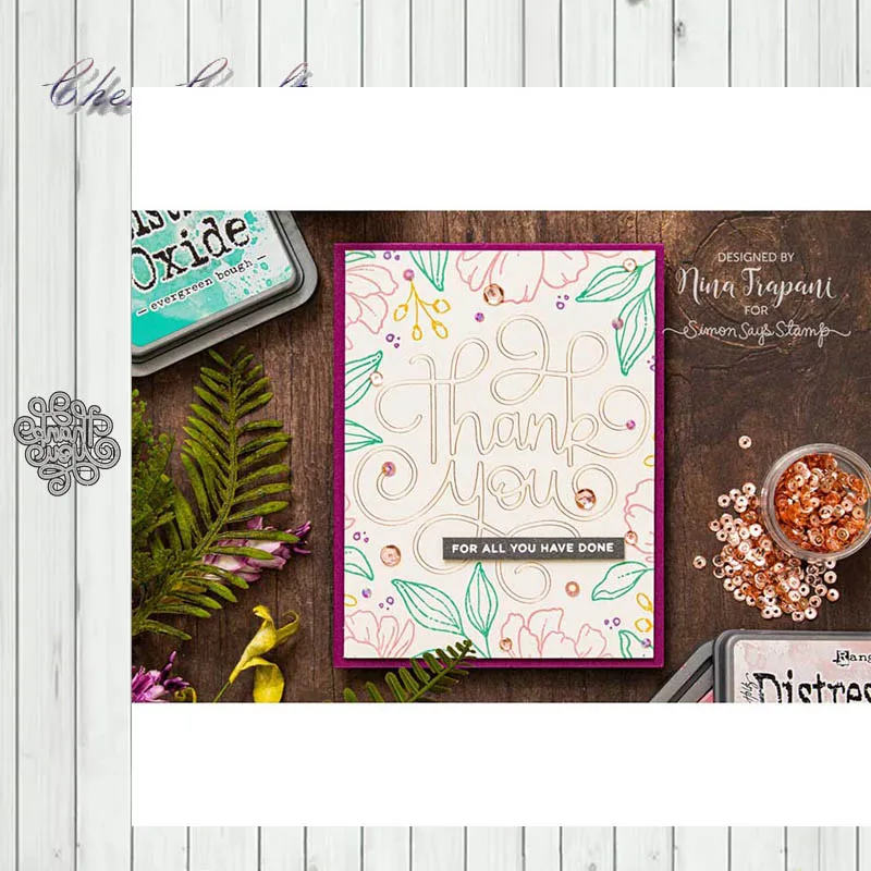 Спасибо металлический Трафаретный вырубной штамп для бумажные карточки