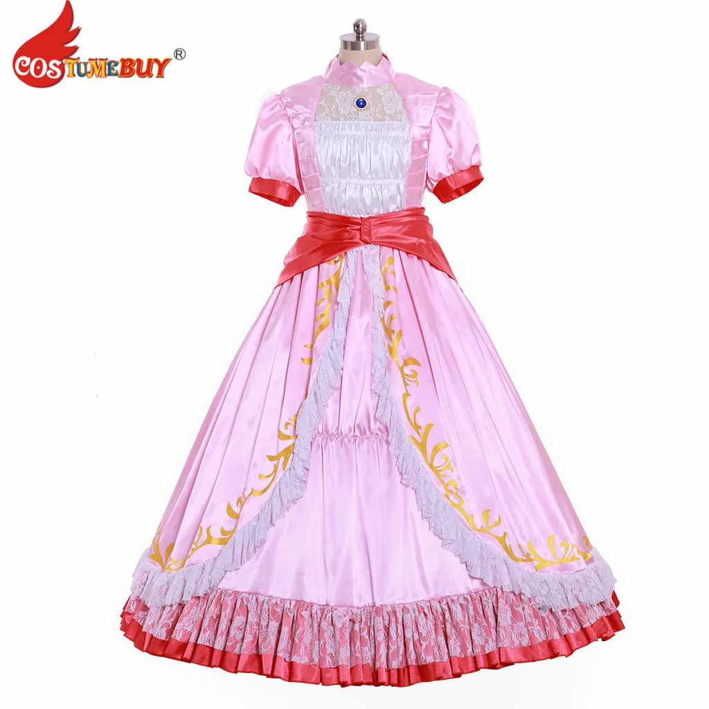 Costumebuy/платье принцессы Марио Персик для костюмированной вечеринки; женские бальные платья; розовое платье с перчатками; костюм на Хэллоуин на заказ