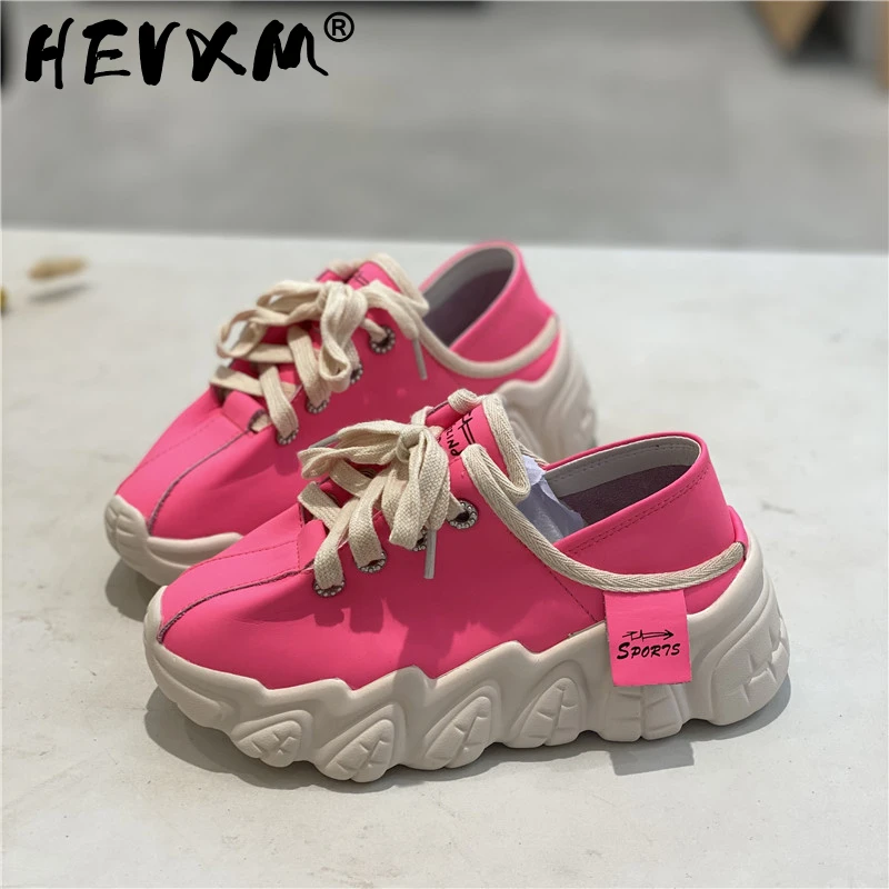 

Женские нескользящие кроссовки на платформе, однотонные удобные дышащие кроссовки на шнуровке, повседневная обувь на весну 2022