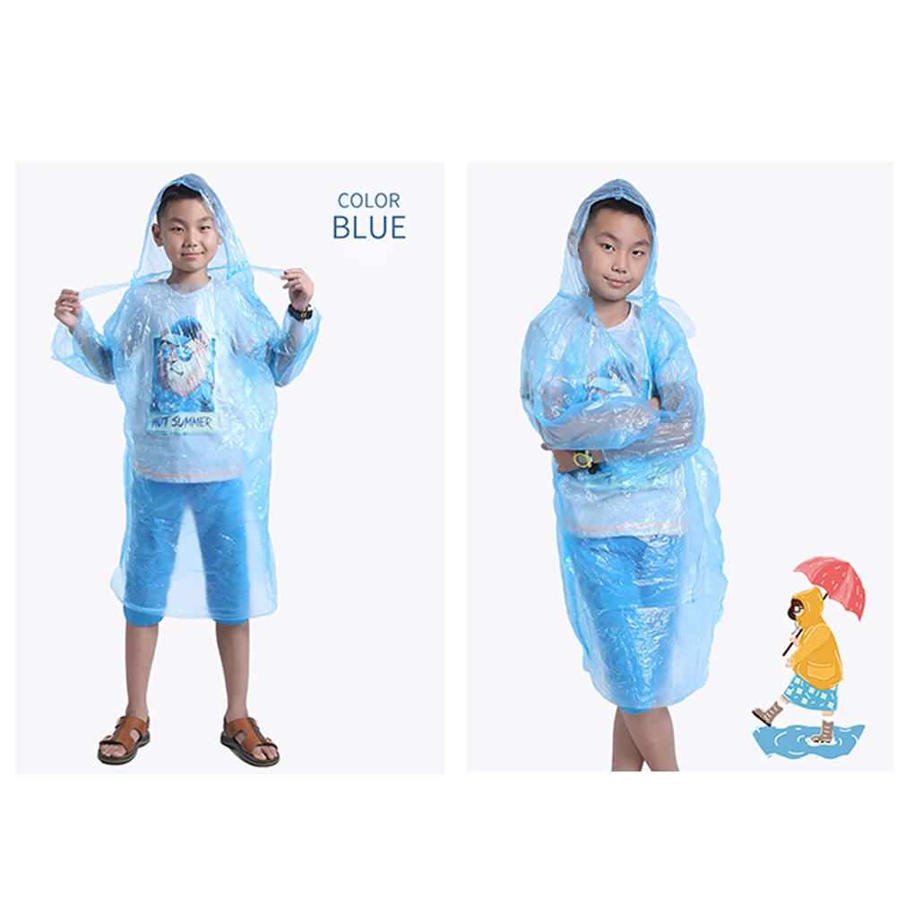 1 шт. детский одноразовый дождевик с капюшоном детское водонепроницаемое пончо