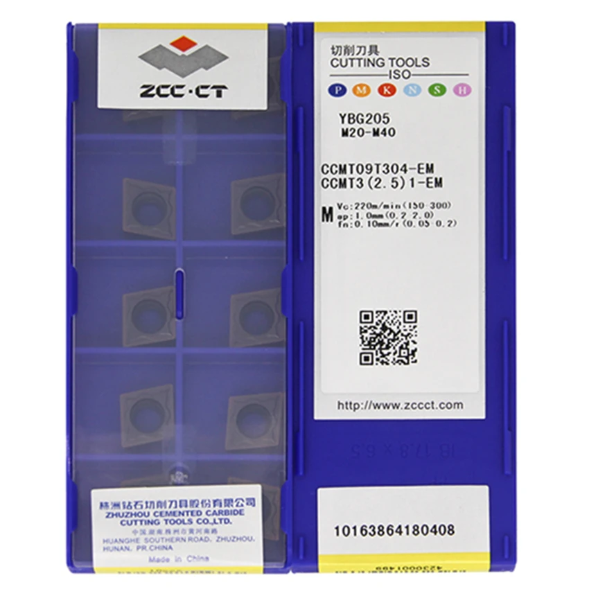 

ZCC.CT CCMT09T304-EM YBG205 CCMT32.51 /CCMT09T308-EM YBG205 CCMT32.52 CNC carbide inserts 10Pcs/Box