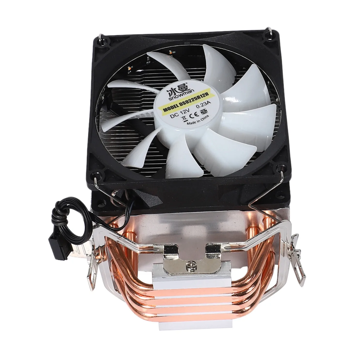 

SNOWMAN CPU Cooler, Ultra-Quiet All-Copper 4-Heat Pipe 3-Pin Desktop Computer CPU Cooling Fan with Lamp, Support /ADM