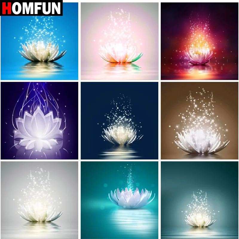 

Алмазная 5D картина HOMFUN «Цветок Белого Лотоса», вышивка из смолы, для творчества, ручная работа, вышивка крестиком, подарок