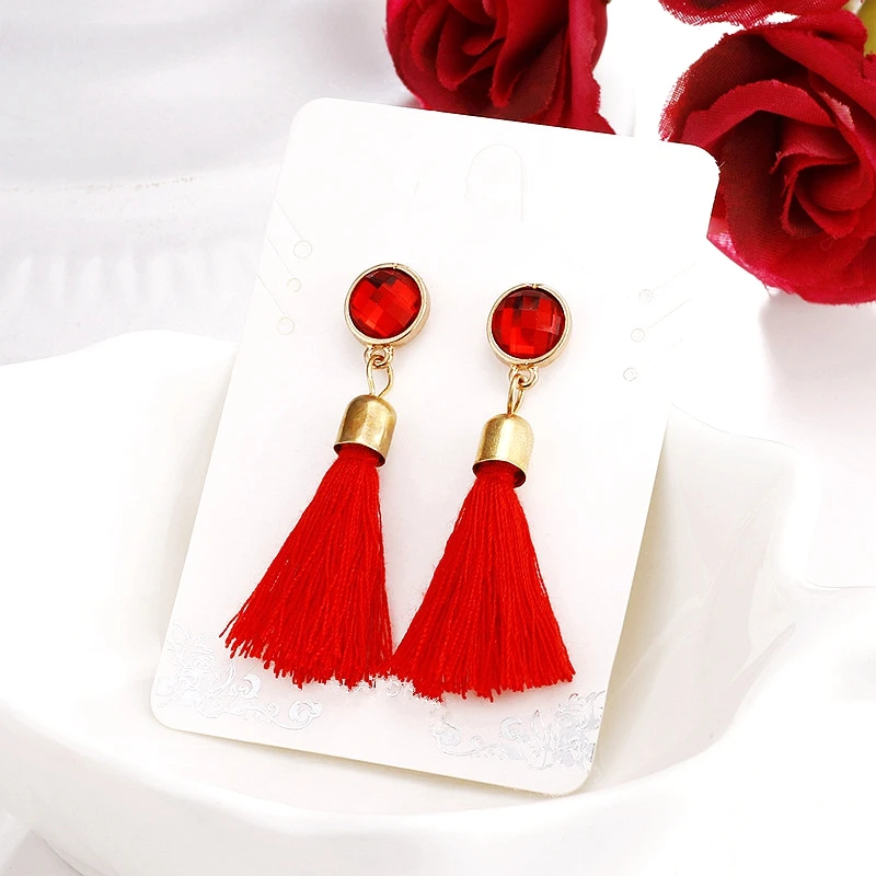 2019 корейские массивные красные Висячие висячие серьги с кисточками