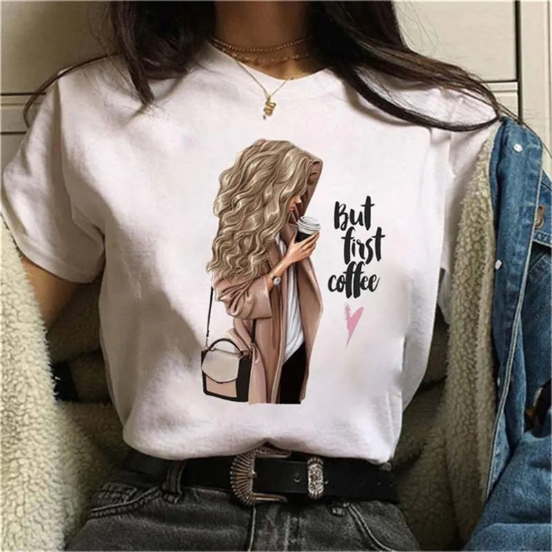 

Women Clothes 2020 Summer Thin Section T Shirt But First Coffee Harajuku Letter Printed Tshirt Leisure Streetwear T-shirt