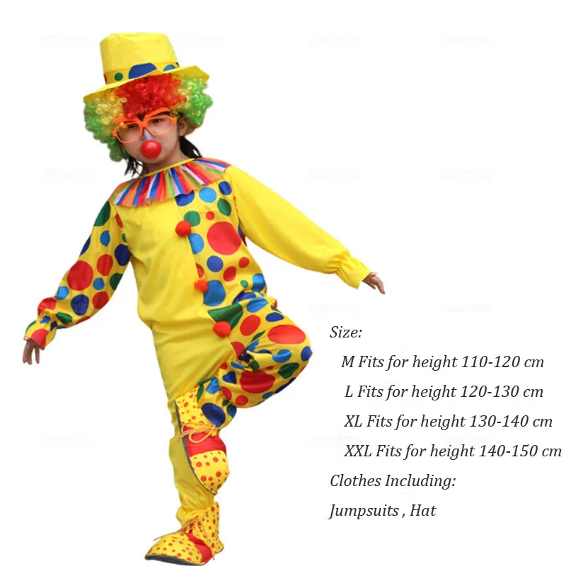 

Holiday Carnival Funny Clown Costumes Christmas Boy Joker Costume Cospaly Party Dress Up Clown Suit Costumes