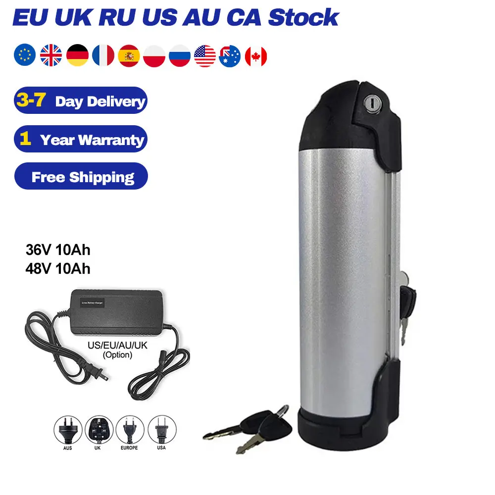 

Electric Bicycle Rechargeable Battery 36V 48V Li-ion Battery Water Bottle Battery for Ebike Motor with Battery Charger