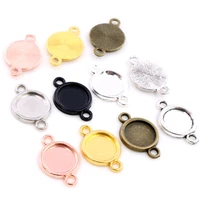 50pcs 8 10mm inner size classic 7 colors plated one sided double hanging simple style cabochon base setting charms pendant