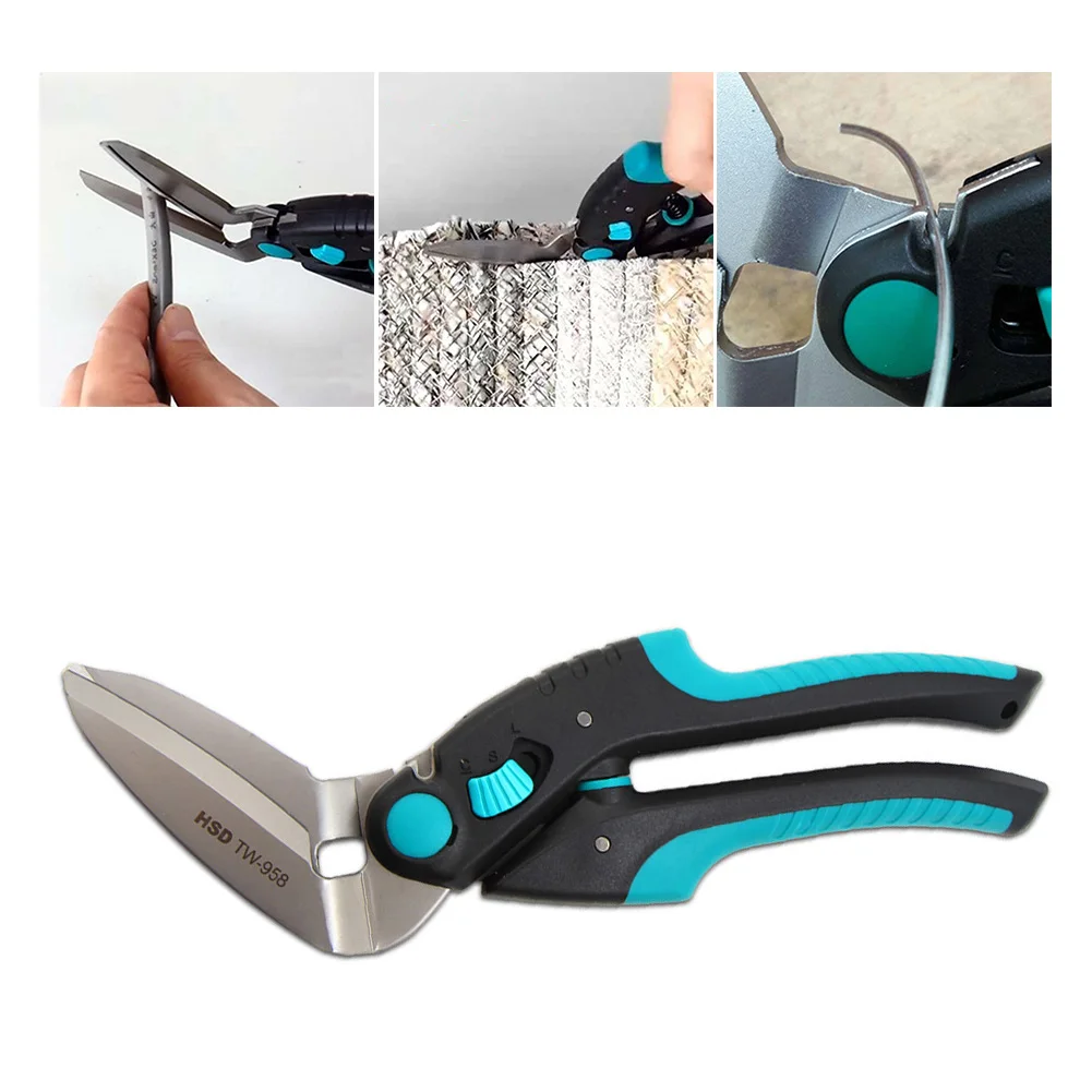 

45-Degree Oblique Heavy Duty Scissor Multipurpose Stainless Steel Cardboard Carpet Scissors Spring-Loaded Handle Hand Tool