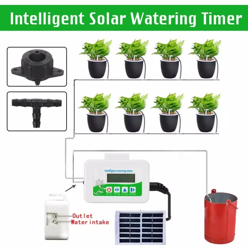 

Intelligent Automatic Timing Watering Device Solar Energy & USB Charging Potted Plant Drip Irrigation Water Pump Timer System