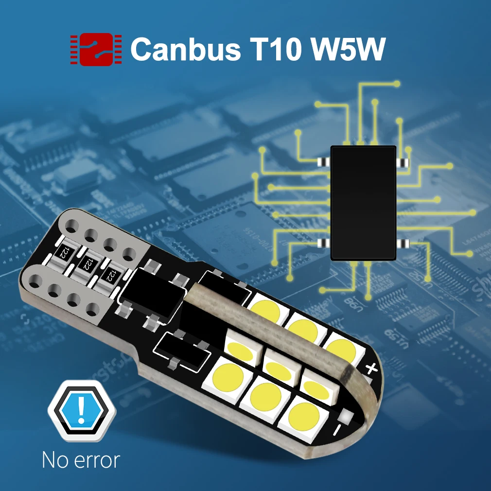 6 шт. T10 W5W Светодиодная Лампа 194 168 24SMD 3030 чипы Canbus без ошибок 6000K чистый белый клин