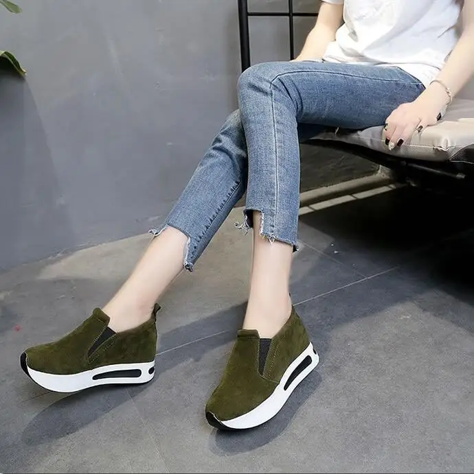 2021 new fashion leisure thick bottomed foot women's shoes casual floral print leather platform elevator shoes female swing shoe