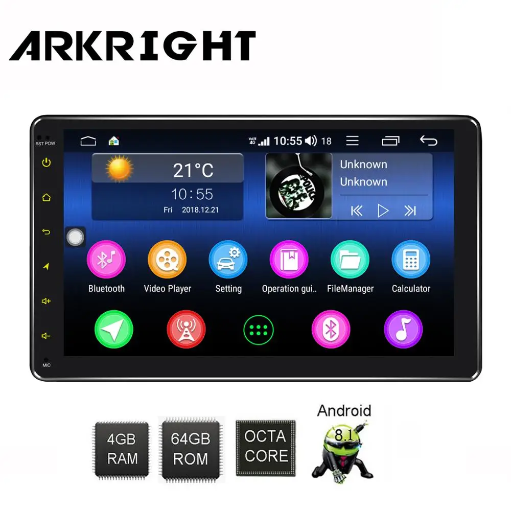 ARKRIGHT 8 &quot1 Din 4 + 64 ГБ Android Автомагнитола Восьмиядерный автомобильный аудио