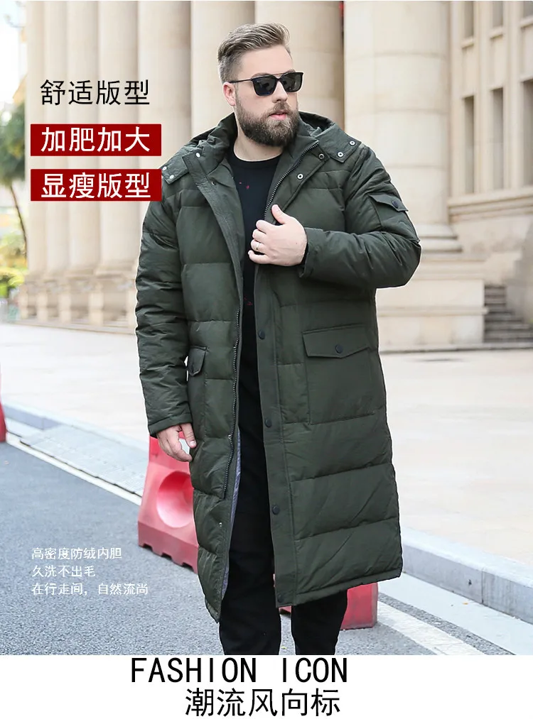 XL-7XL, 8XL, 9XL, 10XL, зимний теплый пуховик, плюс удобрение, большой размер, с капюшоном, Повседневный, мужской пуховик