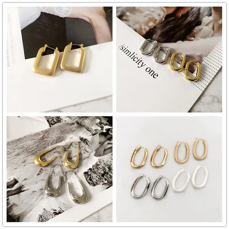 Женские Геометрические серьги в форме U серьги-капли из латуни и золота