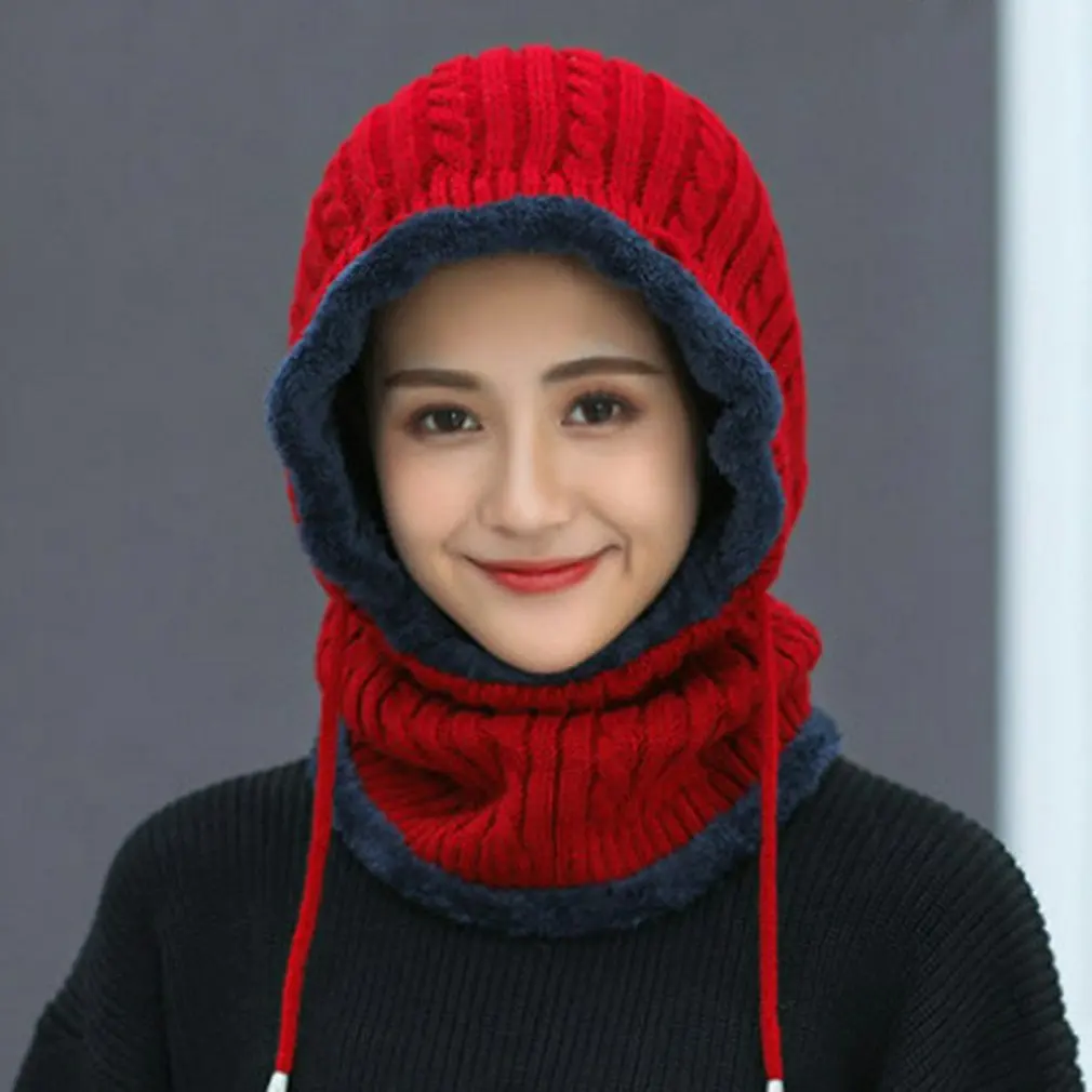 

Вязаная шапка, шарф, Шейная теплая зимняя мужская шапка, облегающие шапки, супертеплая флисовая маска для папы