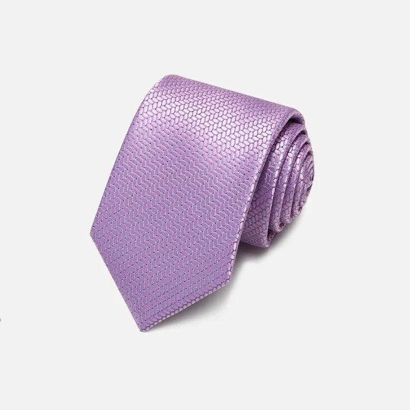 Мужской галстук с волнистым узором 7 см розовый фиолетовый для свадьбы