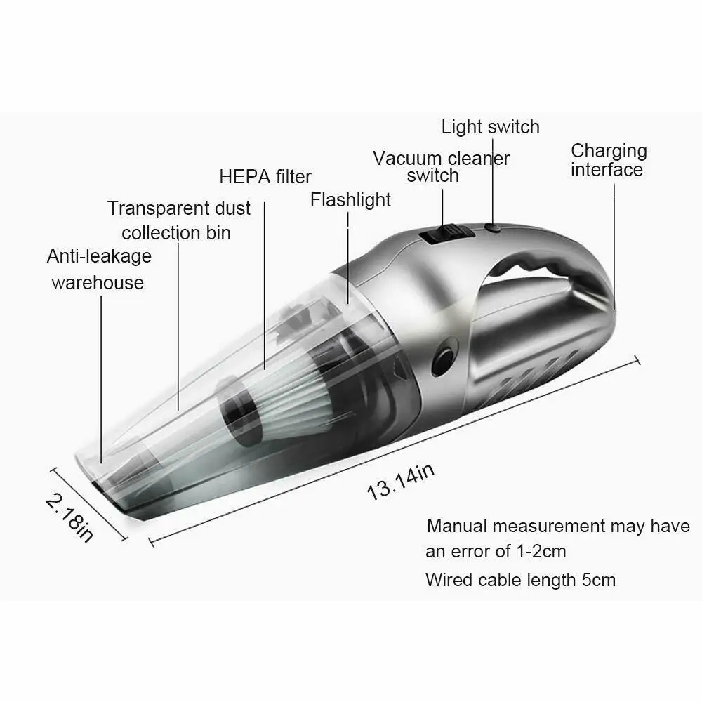 Беспроводной автомобильный пылесос ручной для сухой и влажной уборки дома на