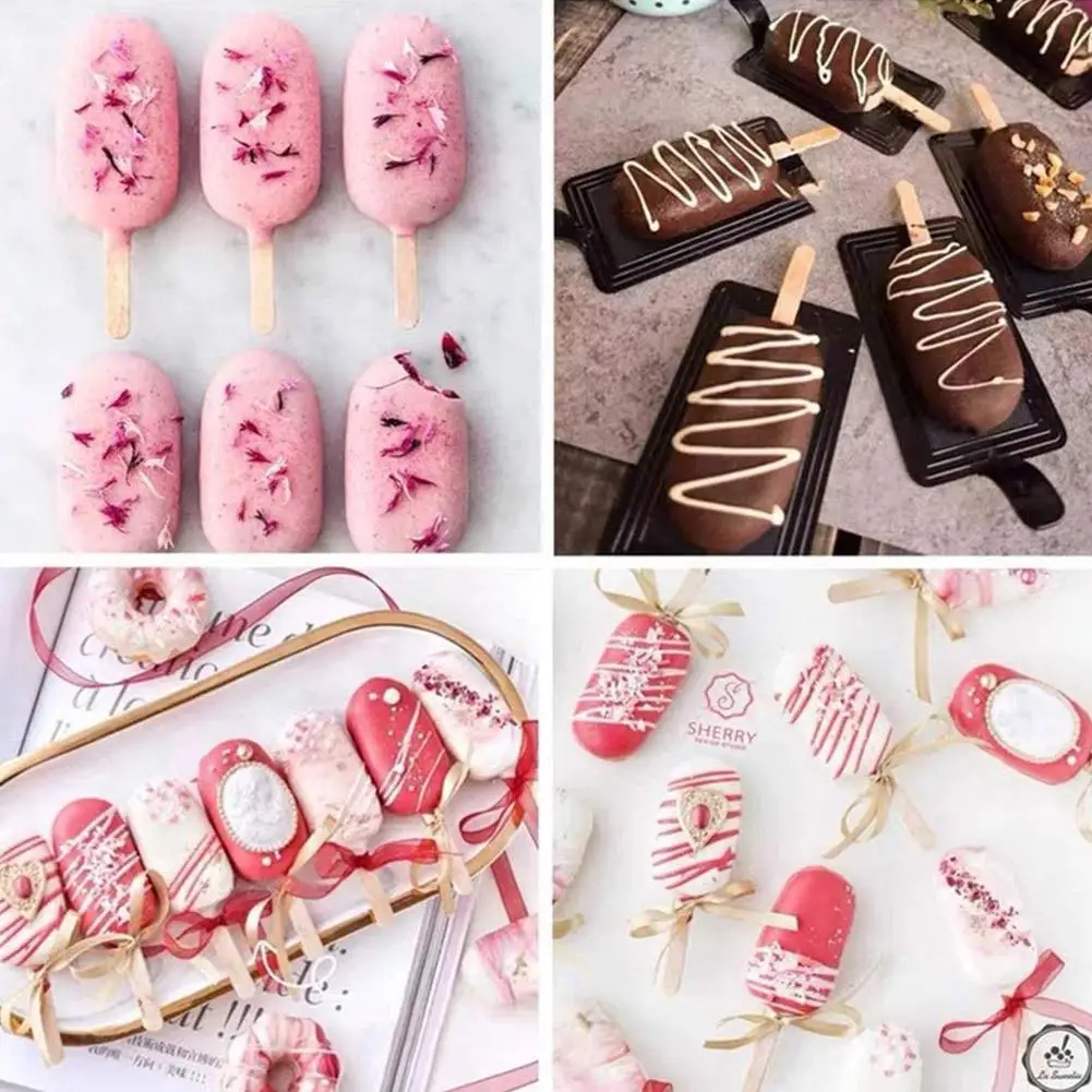 

4 Cell New Silicone Ice Cream Mold Ice Cube Maker Tray DIY Dessert Ice Cream Ice Stick Mould With Molds Popsicle Bag Barrel U2P4