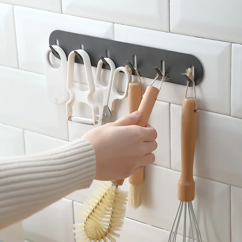 

5 Hooks Wall Decorative Keys Steel Hook Clothes Coat Tower Bag Storage Hooks Behind-door Organizer Hook Kitchen Sundries Hanger