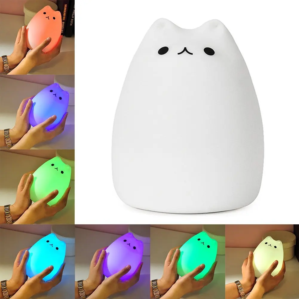 Charging Remote Control Colorful Animal Silicone Light Touch LED Pat Light Cartoon Cute Pet Colorful Cat Atmospheric Night Light