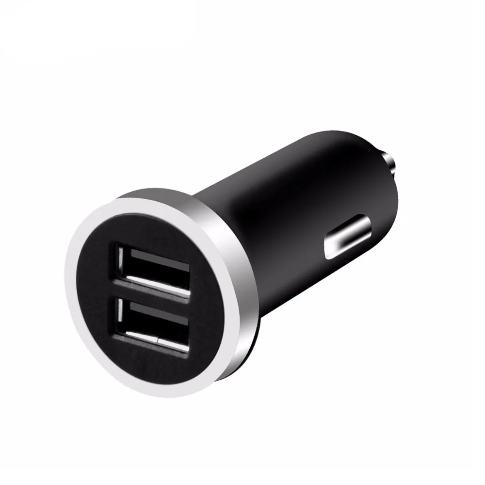 Black Автомобильное зарядное устройство FONKEN с двумя usb-портами, 5 В, 3,4 А, автомобильное зарядное устройство, 2 порта, автомобильное зарядное устройство для телефона, Синий светодиодный, для мобильного телефона, быстрое зарядное устройство - Тип штекера: Black