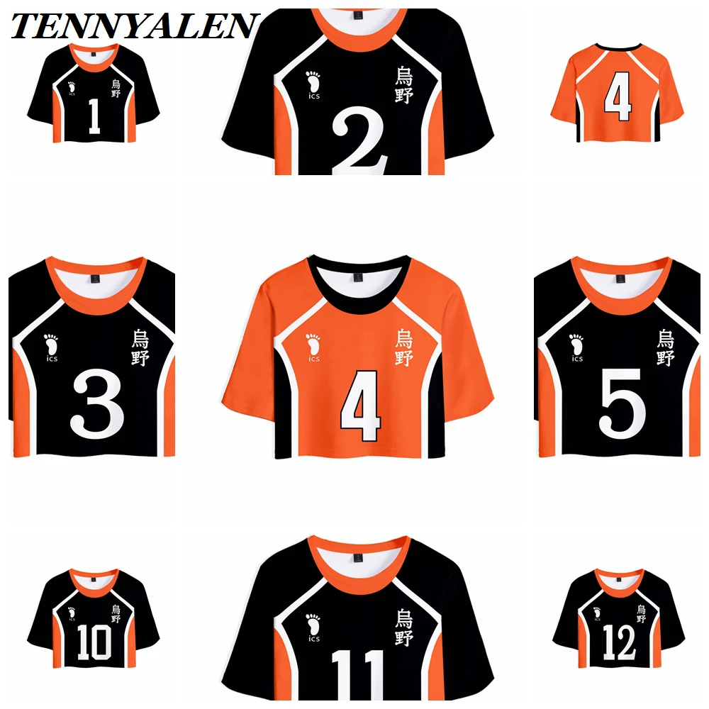 

haikyuu!! t shirt anime cosplay costume 3D digital printing anime crop top 2020 summer pool party woman clothes adult tops