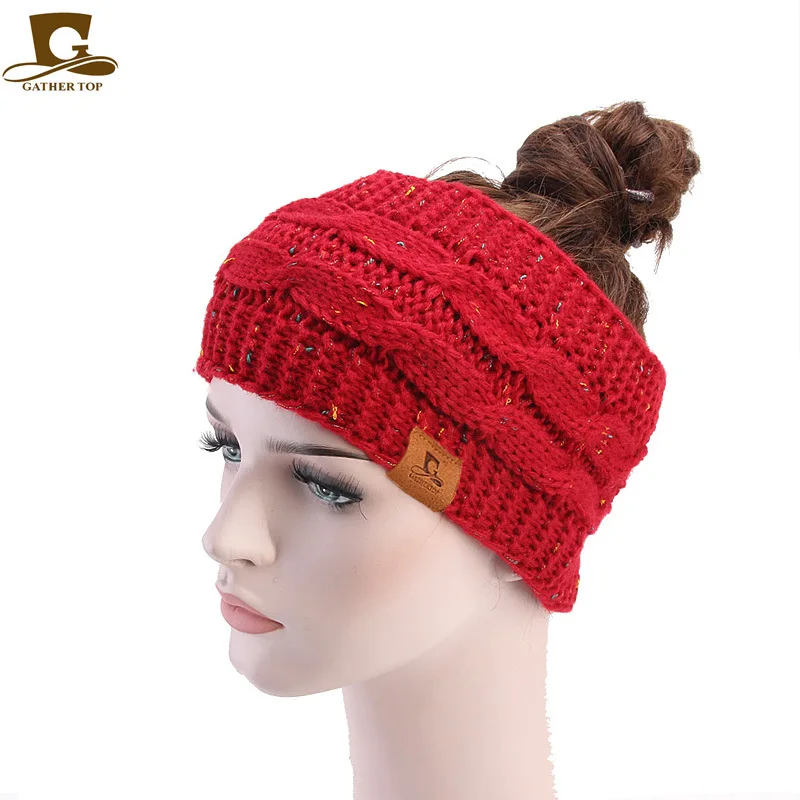 Осень-зима новинка плетеная повязка на голову теплые наушники шапка с отверстием