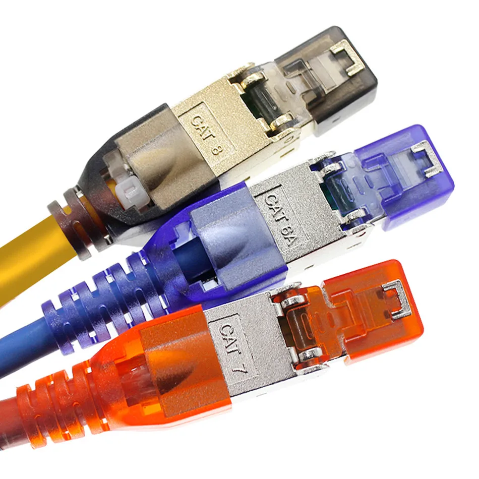 Cat6A Cat7 Cat8 Rj45 разъем Ethernet адаптер без инструментов обжимной экранированный Кристалл головка 8P8C сетевой Ethernet кабель Разъем