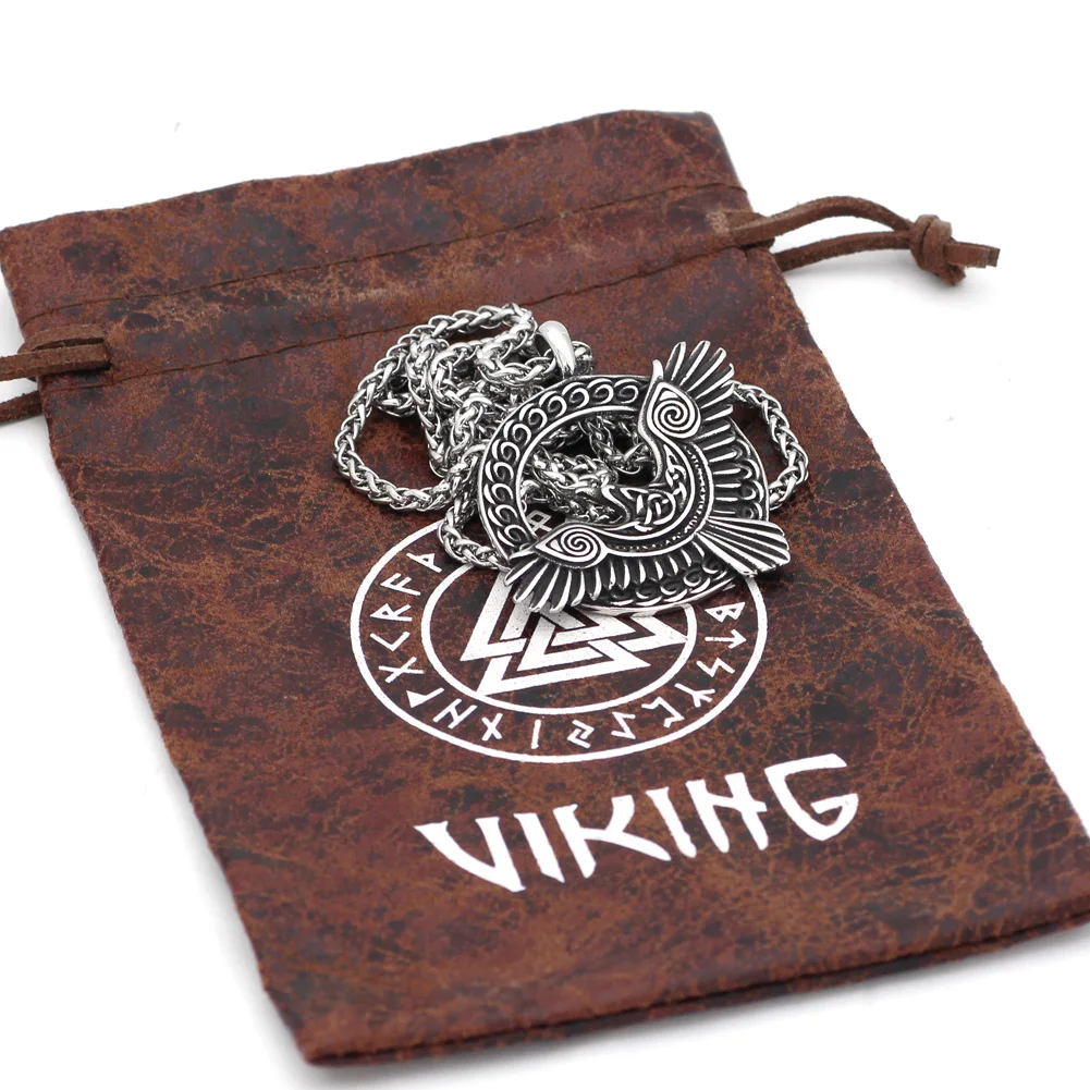 Норвежский викинг тройной Рог Odin Ворон Huginn и Muninn Амулет из нержавеющей стали