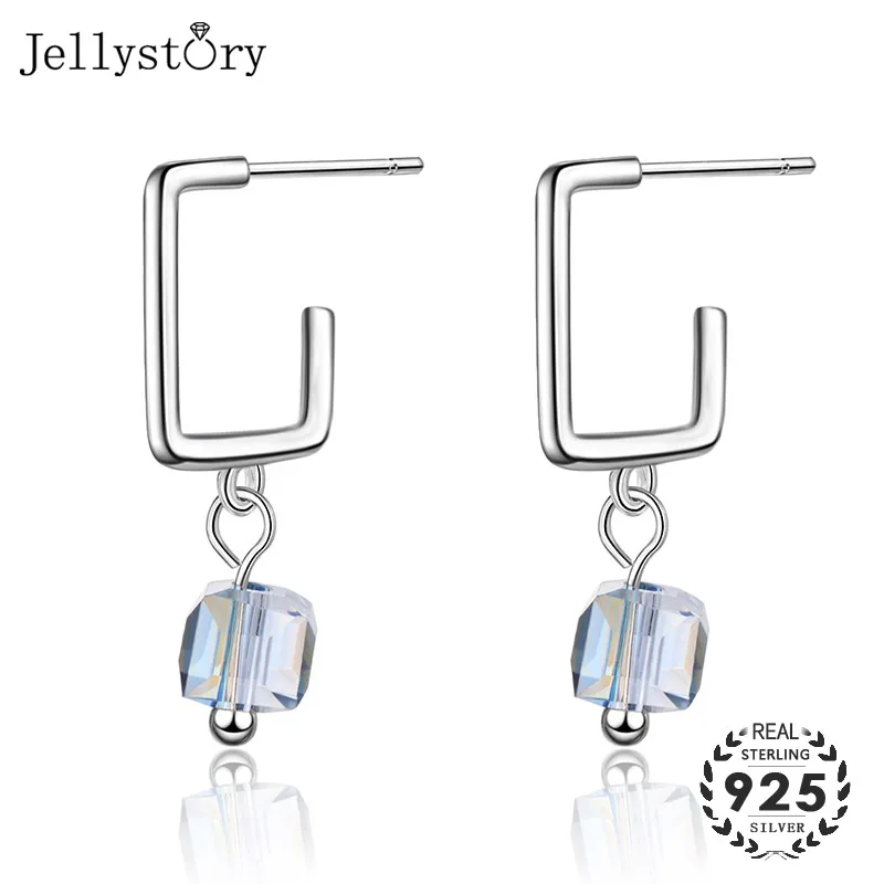 Модные серьги Jellystory из серебра 925 пробы с геометрическим топазом капли