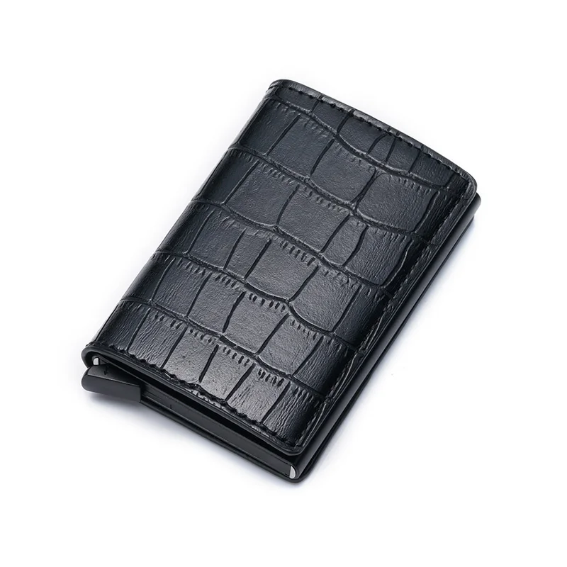 black DIENQI Rfid держатель для карт, женские и мужские кошельки для монет, тонкие смарт-кошельки, кожаный кошелек, сумка для денег, мужской кошелек, маленькая сумочка для монет - Цвет: black
