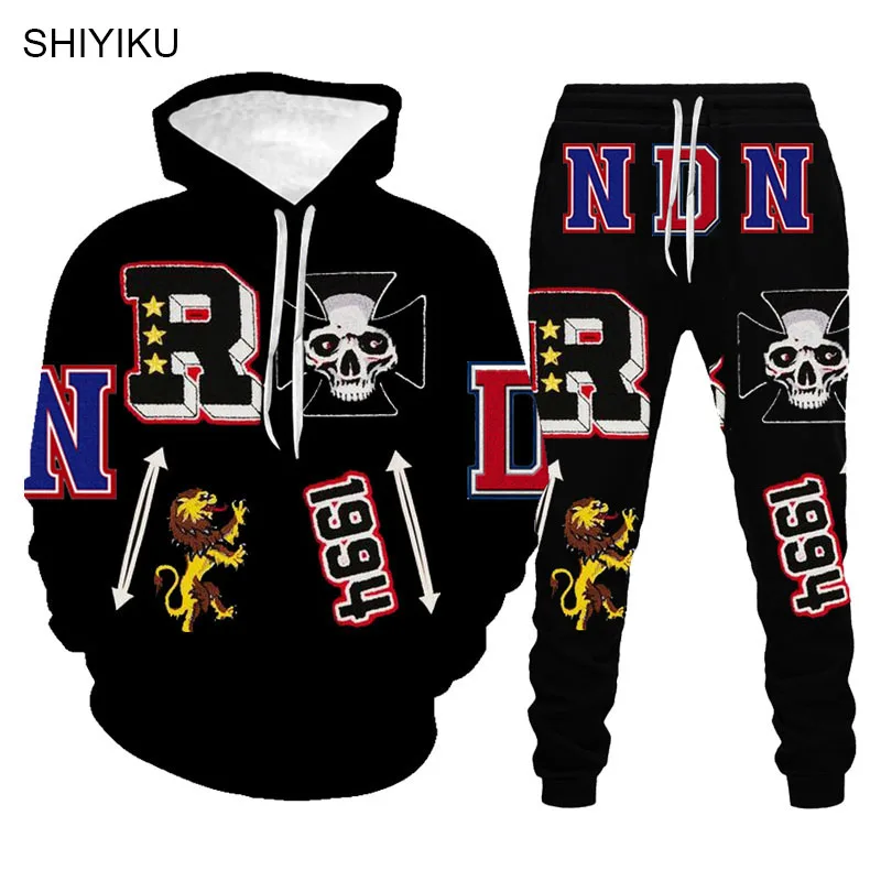 

Мужской костюм с капюшоном и брюками, с 3D-принтом