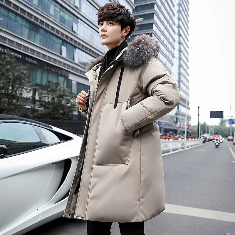 Hooded Men's White Down Jacket 2023 New Thickened Winter Brand Clothing Black Gary Long Warm White Duck Down Coat Men's Coat