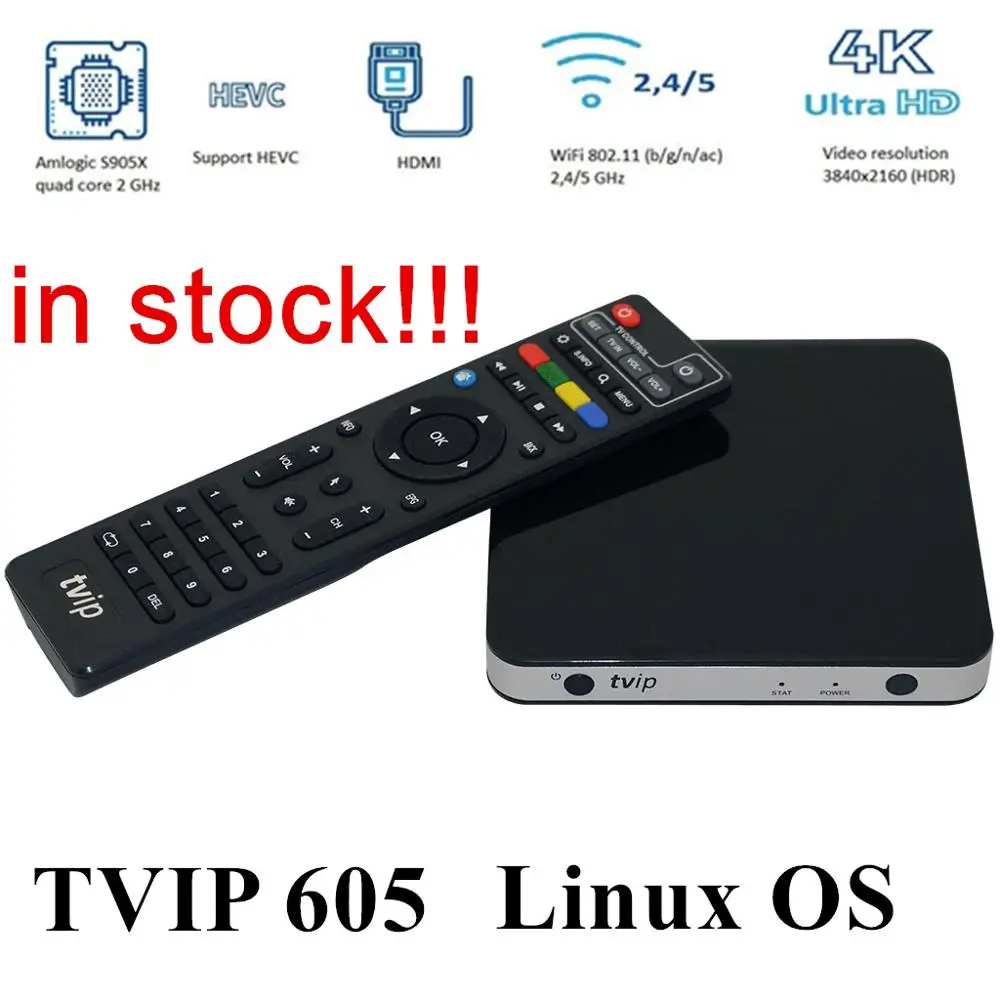 Billig 5PCS Tvip 605 TV Box Linux & Android IPTV Box H.265 3840x2160 Quad Core 2,4G 5G Dual WiFi TVIP605 Set Top Box 1080P Media Player