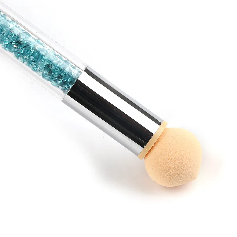 1 шт. двойная головка спонж щетка для ногтей зеркальная ручка с блестками