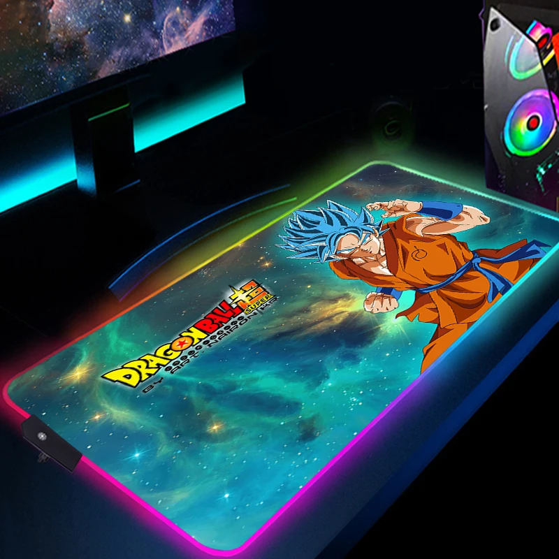 super dbz large rgb mouse pad anime gaming mousepad goku desk mat led 900x400 xxl computer keyboard laptop pad notebook desk mat free global shipping