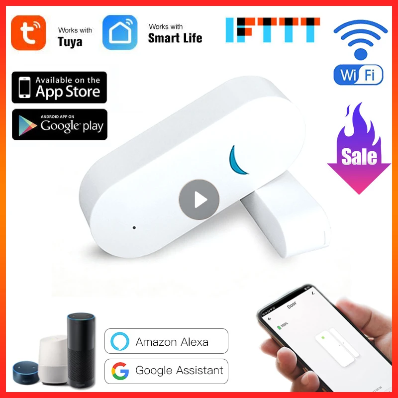 

Смарт-детекторы открытой/закрытой двери Tuya, Wi-Fi, уведомления приложений, оповещения о безопасности, поддержка Alexa Google Home