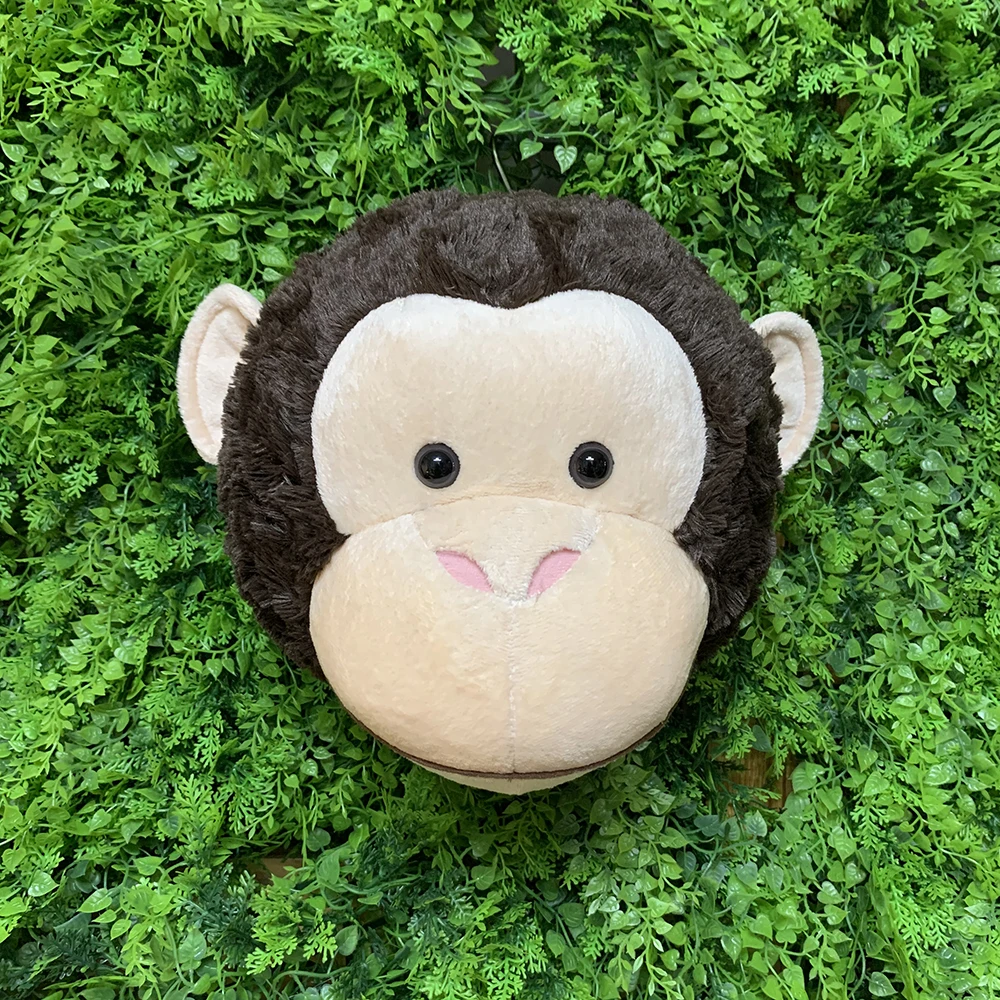 Decoración 3D de cabeza de Mono para pared, animales de peluche realistas, mono de vida real, para habitación de niños, bosque, Zoo, oso, gato, 2021