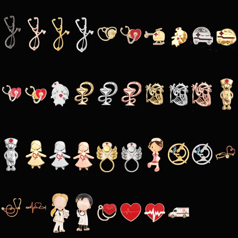 Эмалированная брошь в форме сердца для медсестер и врачей