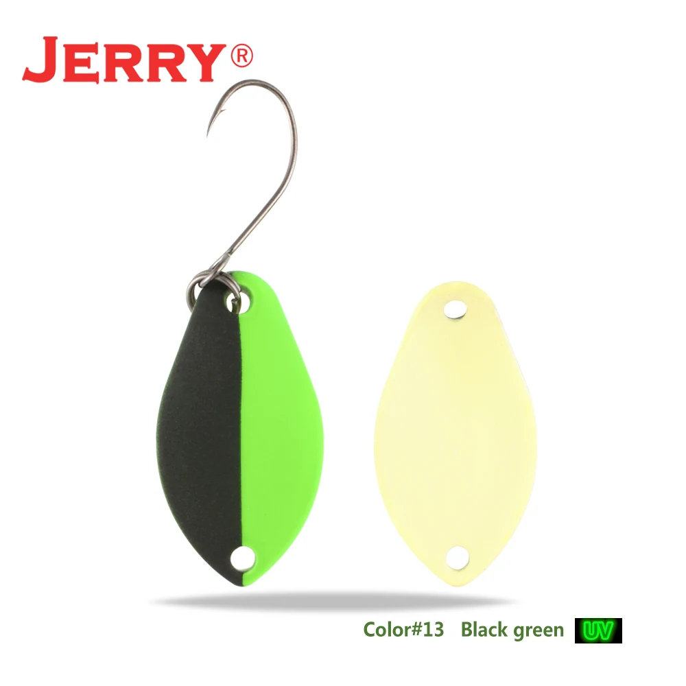 black green Jerry 2 г 3 г микро форели ложки сверхлегкие латунные рыболовные ложки один крючок Пресноводные металлические приманки зона окуня для ловли щуки pesca - Цвет: black green