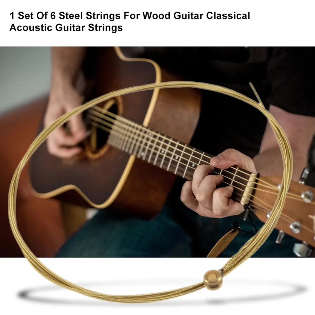 

1 Set Of 6 Universal Steel Strings For Wood Guitar Acoustic Guitar Strings For Classical Guitar Strings Guitar Part Accesories