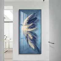 blue feather light luxury porch living room decoration painting simple modern abstract corridor aisle crystal porcelain painting