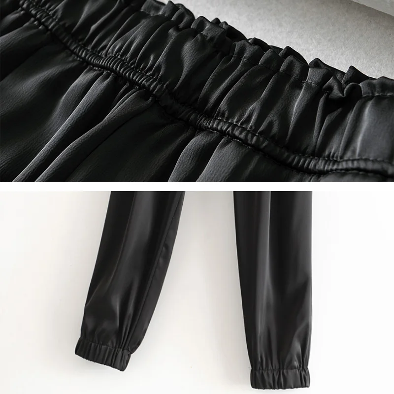 

Women Long Strain Pants Casual Elastic wasit Harem Pants Streetwear Womens Running Sport Trousers Solid Loose Black YNZZU YB434