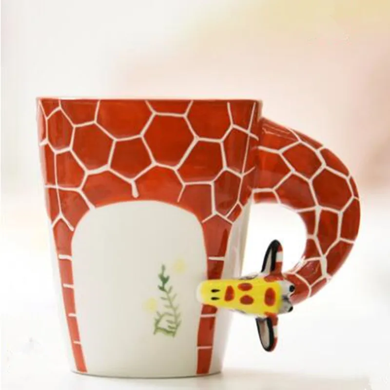 Creative 3D three-dimensional Hand-painted Ceramic Mug Animals Coffee Mugs New arrival Cartoon Giraffe Monkey Elephant | Дом и сад