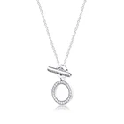100% 925 пробы серебряные ювелирные изделия, двойное кольцо, T-bar ожерелья, бесплатная доставка