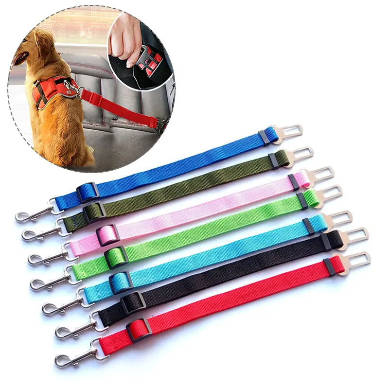 

Free Pet Dog Adjustable Harness Lead Leash Cat Car Seat Belt For Accessories Goods Small Medium Travel Clip French Bulldog