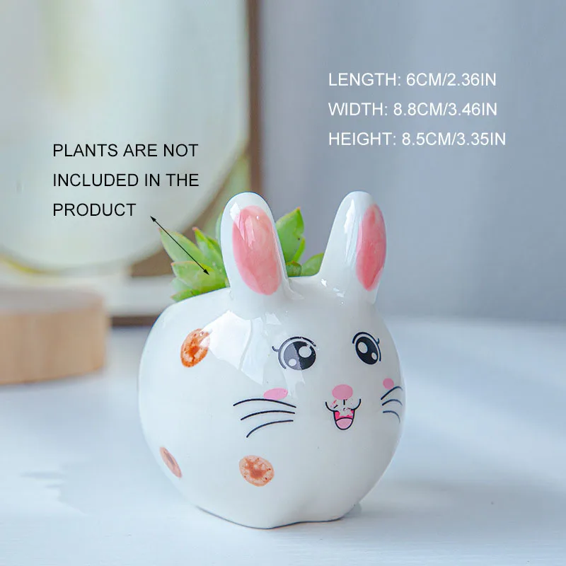Милый мини кролик керамический цветочный горшок маленький мультяшный