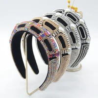 2021 hot sale korean baroque classical color rhinestone sponge hairbands crystal band diamond headband for women